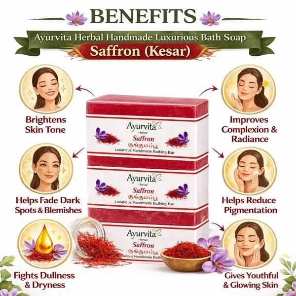 Ayurvita Herbal Handmade Luxurious Bath Soap – Saffron